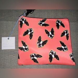 New With Tags Tartan + Twine Boston Terrier Make Up Bag with Tassel